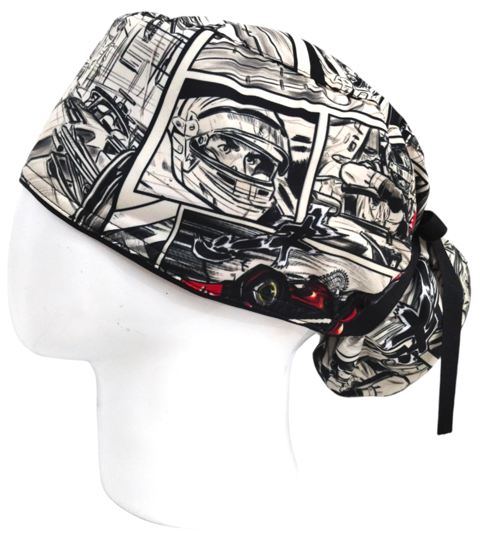 Gorro Quirúrgico Mujer y Portacarnet Fórmula 1 Cómic - gorro antifluido para mujer Doctools - foto 1