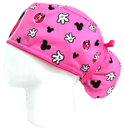 Gorro Quirúrgico Mujer y Portacarnet Minnie Texturas Rosa - gorro antifluido para mujer Doctools - foto 1