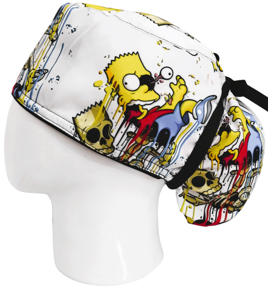 Gorro Quirúrgico Mujer y Portacarnet Bart Simpson Esqueleto - gorro antifluido para mujer Doctools - foto 1