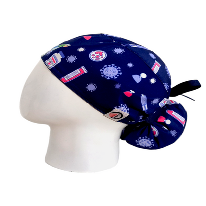 Gorro Quirúrgico Mujer y Portacarnet Vacunación Mujer Azul Oscuro - gorro antifluido para mujer Doctools - foto 1