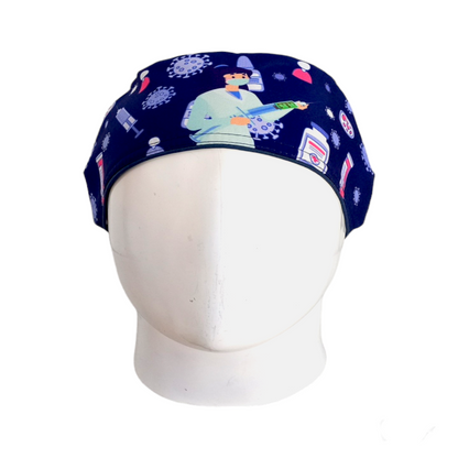 Gorro Quirúrgico Mujer y Portacarnet Vacunación Mujer Azul Oscuro - gorro antifluido para mujer Doctools - foto 3