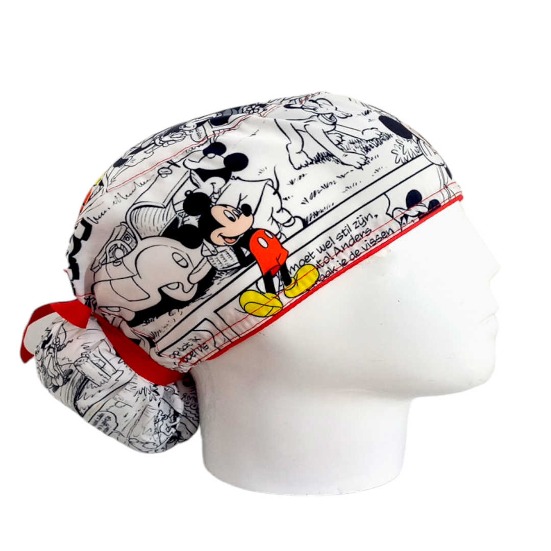 Gorro Quirúrgico Mujer y Portacarnet Mickey Blanco - gorro antifluido para mujer Doctools - foto 2