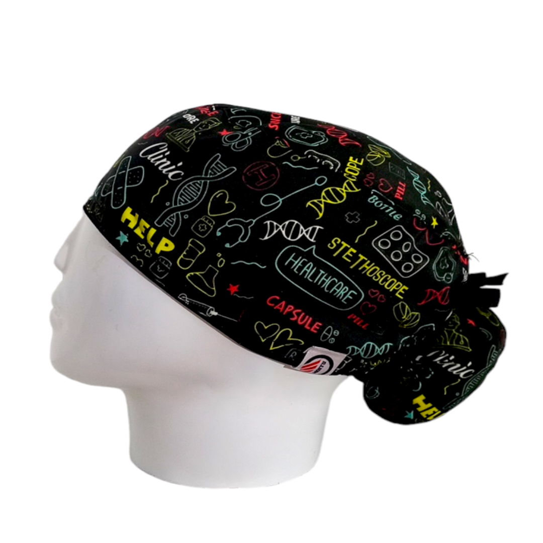 Gorro Quirúrgico Mujer y Portacarnet Medical Negro - gorro antifluido para mujer Doctools - foto 1