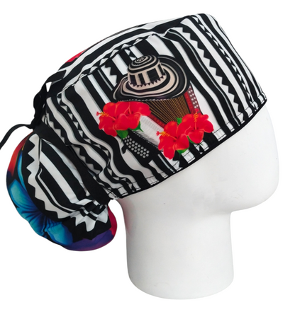 Gorro Quirúrgico Mujer y Portacarnet Vueltiao Flores - gorro antifluido para mujer Doctools - foto 2