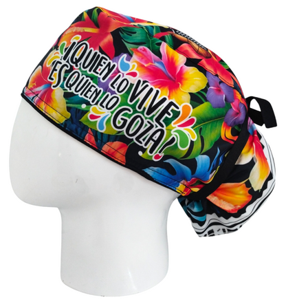 Gorro Quirúrgico Mujer y Portacarnet Acordeón Flores - gorro antifluido para mujer Doctools - foto 1