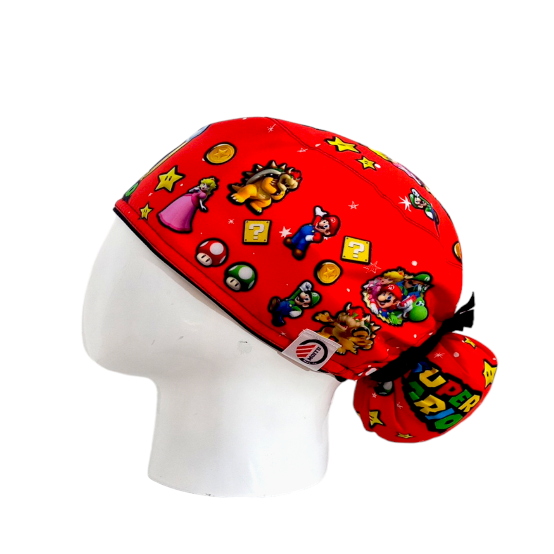 Gorro Quirúrgico Mujer y Portacarnet Mario Personajes Rojo - gorro antifluido para mujer Doctools - foto 1
