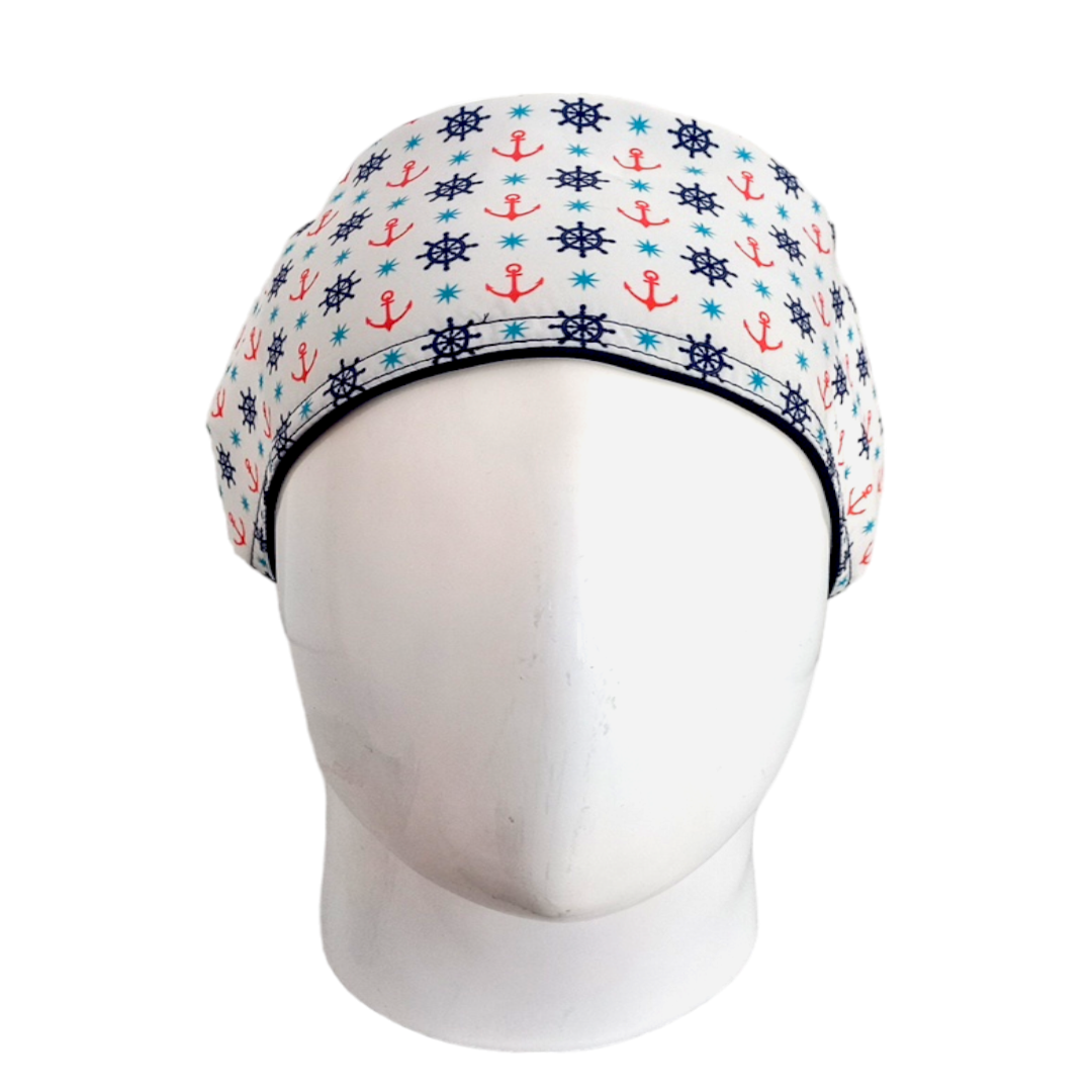 Gorro Quirúrgico Mujer y Portacarnet Marino Blanco - gorro antifluido para mujer Doctools - foto 3