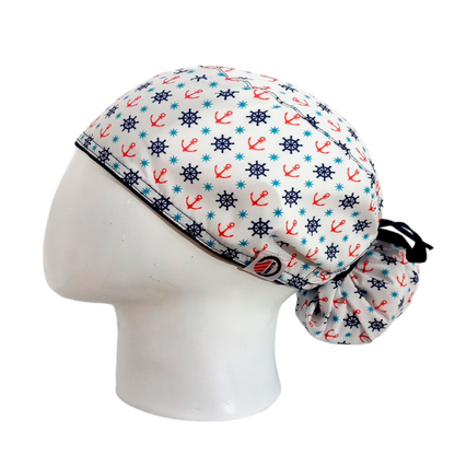 Gorro Quirúrgico Mujer y Portacarnet Marino Blanco - gorro antifluido para mujer Doctools - foto 1
