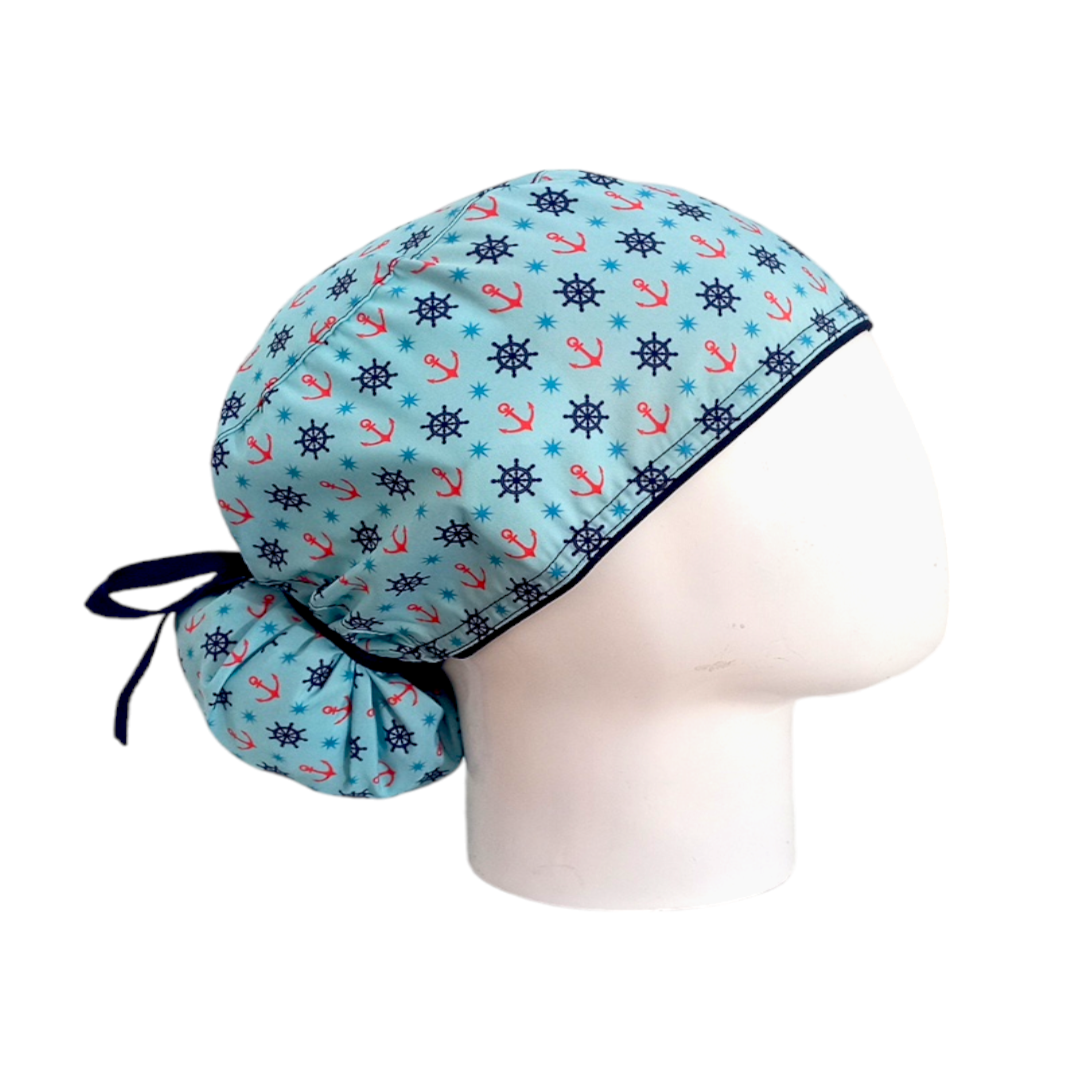 Gorro Quirúrgico Mujer y Portacarnet Marino Azul Menta - gorro antifluido para mujer Doctools - foto 2