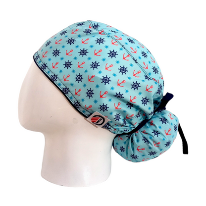 Gorro Quirúrgico Mujer y Portacarnet Marino Azul Menta - gorro antifluido para mujer Doctools - foto 1
