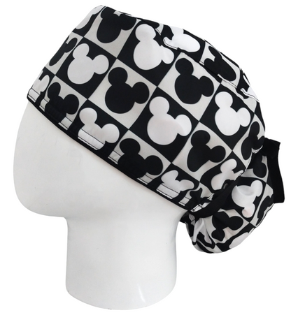 Gorro Quirúrgico Mujer y Portacarnet Minnie Textura Cuadros Negro - gorro antifluido para mujer Doctools - foto 1
