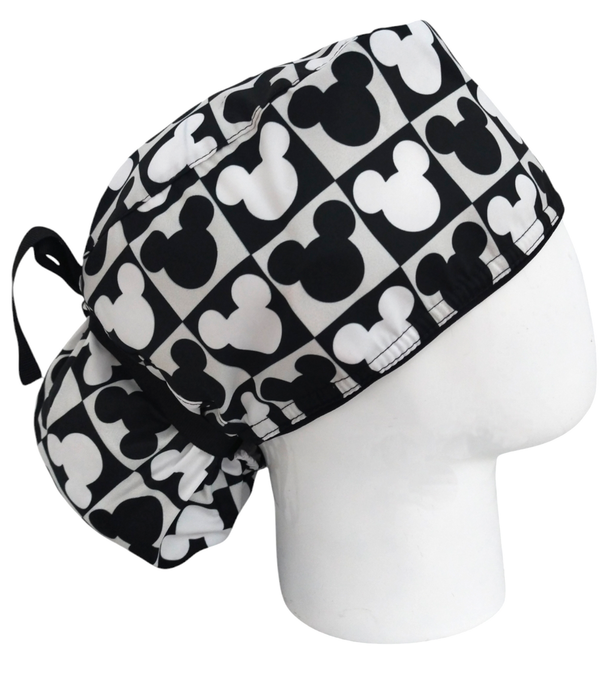 Gorro Quirúrgico Mujer y Portacarnet Minnie Textura Cuadros Negro - gorro antifluido para mujer Doctools - foto 2
