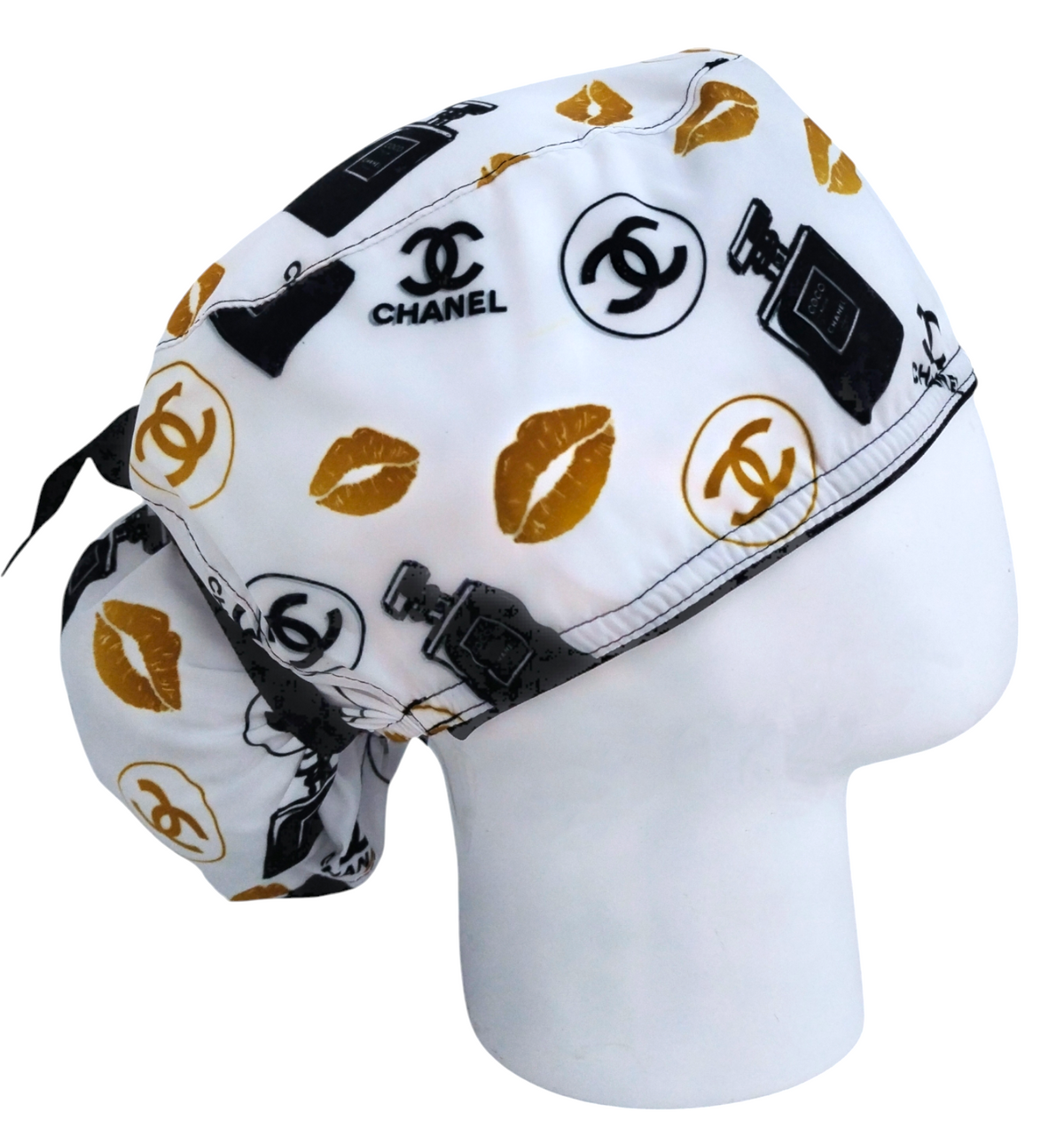 Gorro Quirúrgico Mujer y Portacarnet Chanel Blanco - gorro antifluido para mujer Doctools - foto 2