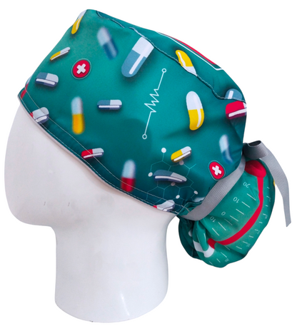 Gorro Quirúrgico Mujer y Portacarnet Cápsulas Verde - gorro antifluido para mujer Doctools - foto 1