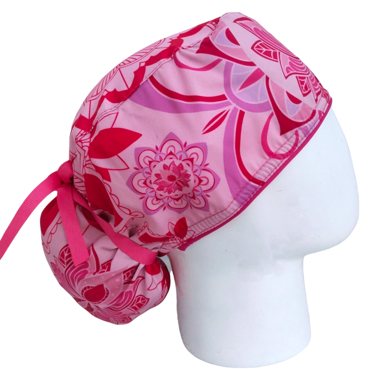Gorro Quirúrgico Mujer y Portacarnet Textura Mandalas Fucsia - gorro antifluido para mujer Doctools - foto 2