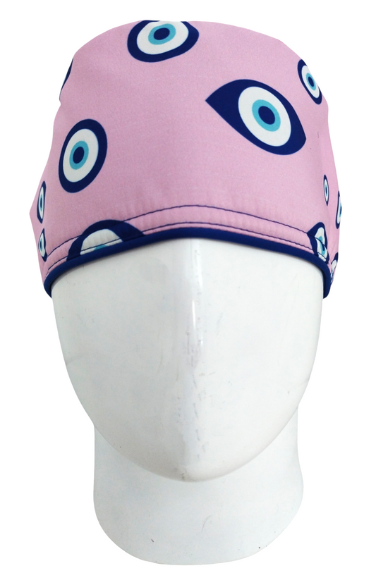 Gorro Quirúrgico Mujer y Portacarnet Ojo Turco Rosa Textura - gorro antifluido para mujer Doctools - foto 2
