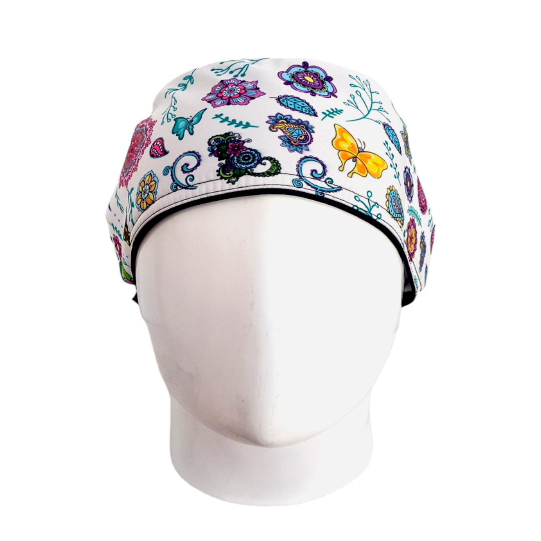 Gorro Quirúrgico Mujer y Portacarnet Mandalas y Flores - gorro antifluido para mujer Doctools - foto 3