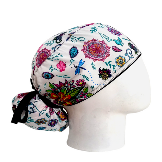 Gorro Quirúrgico Mujer y Portacarnet Mandalas y Flores - gorro antifluido para mujer Doctools - foto 2
