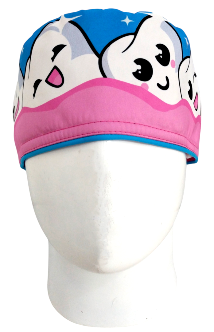 Gorro Quirúrgico Mujer y Portacarnet Muelas Celeste - gorro antifluido para mujer Doctools - foto 3