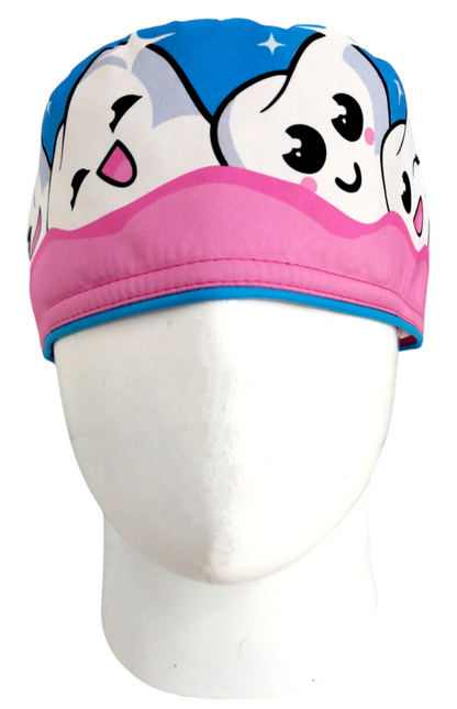 Gorro Quirúrgico Mujer y Portacarnet Muelas Celeste - gorro antifluido para mujer Doctools - foto 3
