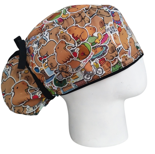 Gorro Quirúrgico Mujer y Portacarnet Capibara Collage - gorro antifluido para mujer Doctools - foto 2