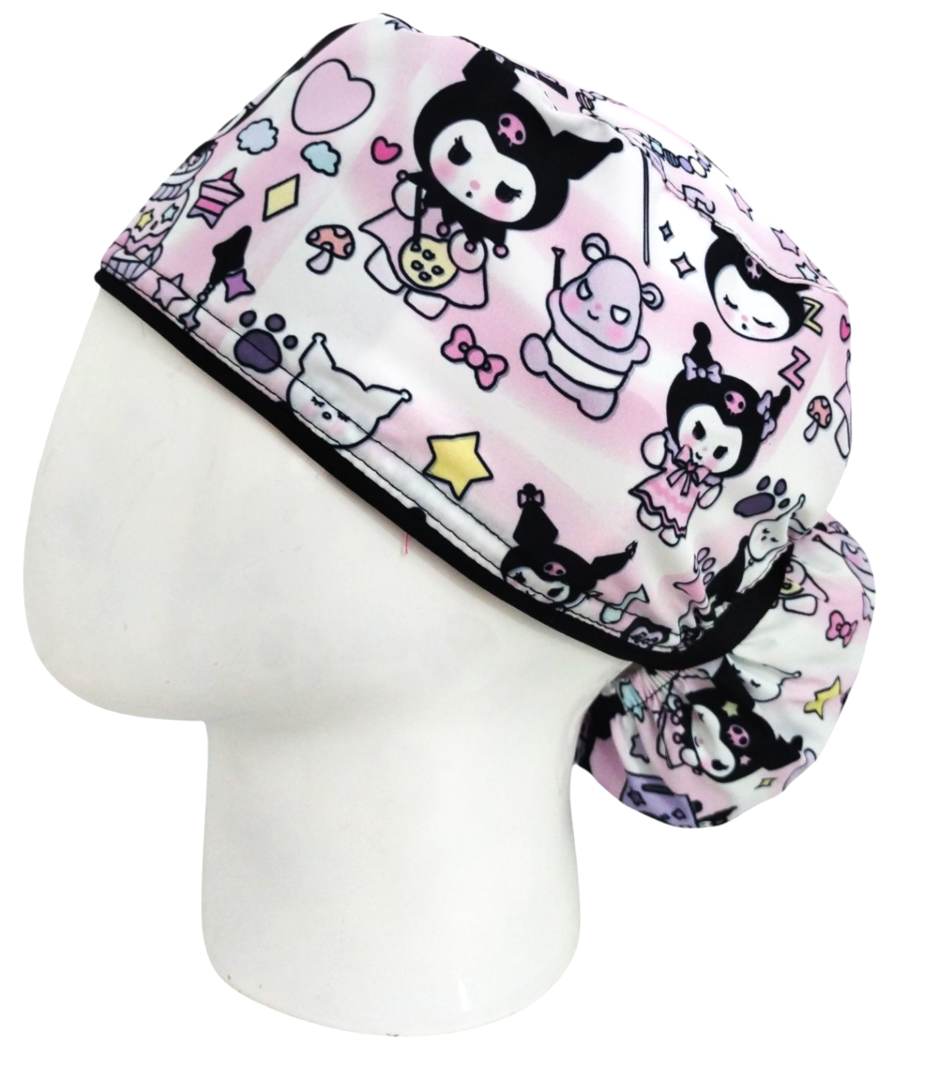 Gorro Quirúrgico Mujer y Portacarnet Kuromi Degradé Rosa - gorro antifluido para mujer Doctools - foto 1