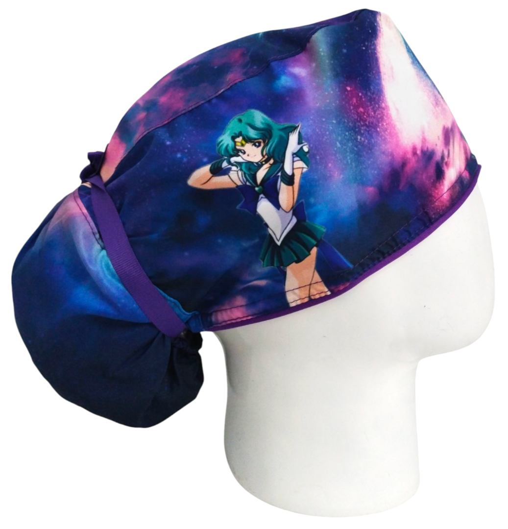 Gorro Quirúrgico Mujer y Portacarnet Neptuno Sailor Moon - gorro antifluido para mujer Doctools - foto 2