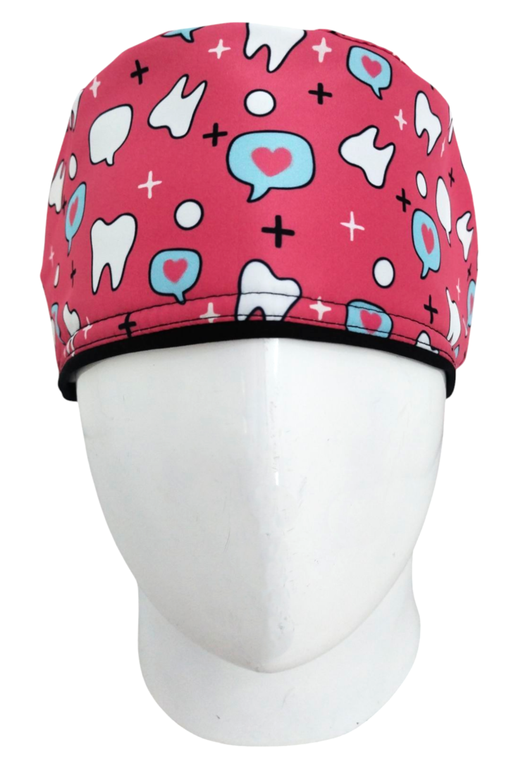 Gorro Quirúrgico Mujer y Portacarnet Odontología Rosa Dientes - gorro antifluido para mujer Doctools - foto 3