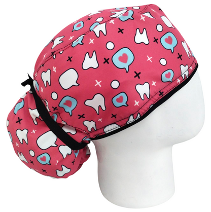 Gorro Quirúrgico Mujer y Portacarnet Odontología Rosa Dientes - gorro antifluido para mujer Doctools - foto 2