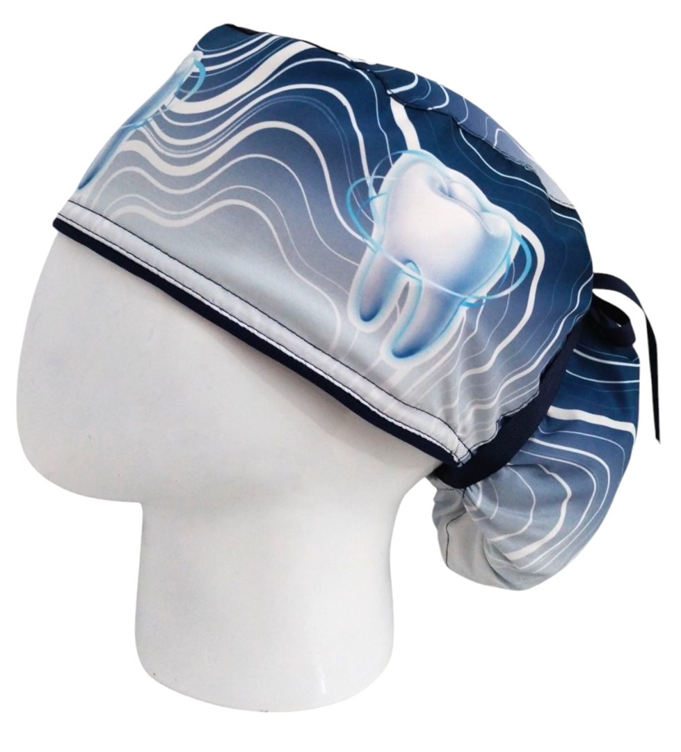 Gorro Quirúrgico Mujer y Portacarnet Zafiro Odontología - gorro antifluido para mujer Doctools - foto 1