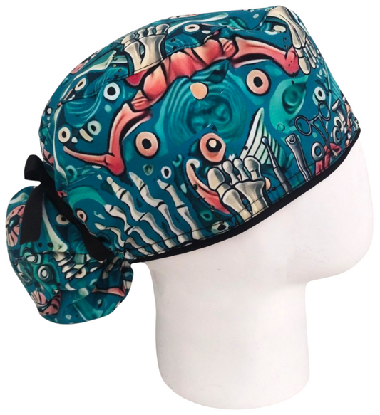 Gorro Quirúrgico Mujer y Portacarnet Ortopedia Azul - gorro antifluido para mujer Doctools - foto 2