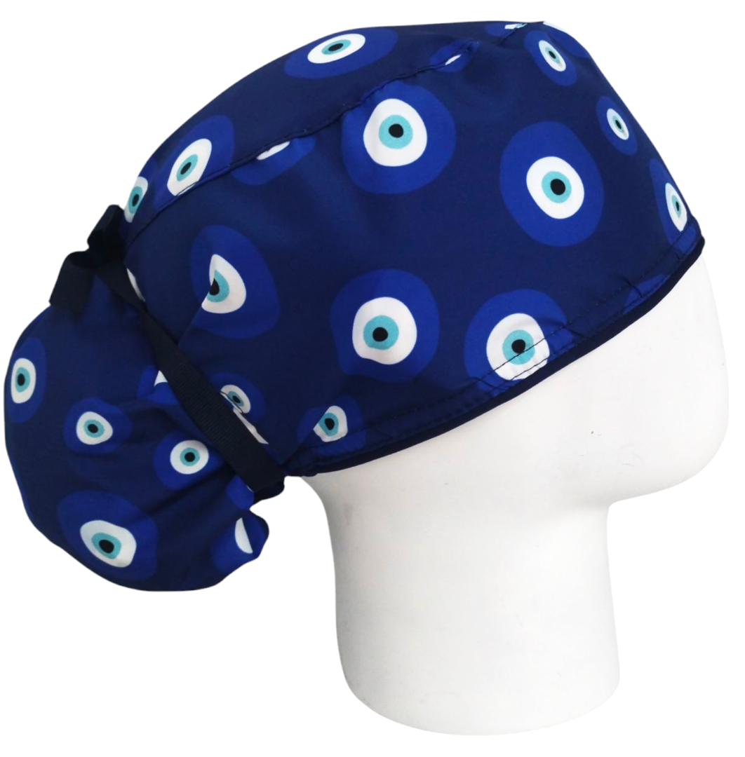Gorro Quirúrgico Mujer y Portacarnet Ojo Turco Azul Oscuro - gorro antifluido para mujer Doctools - foto 2