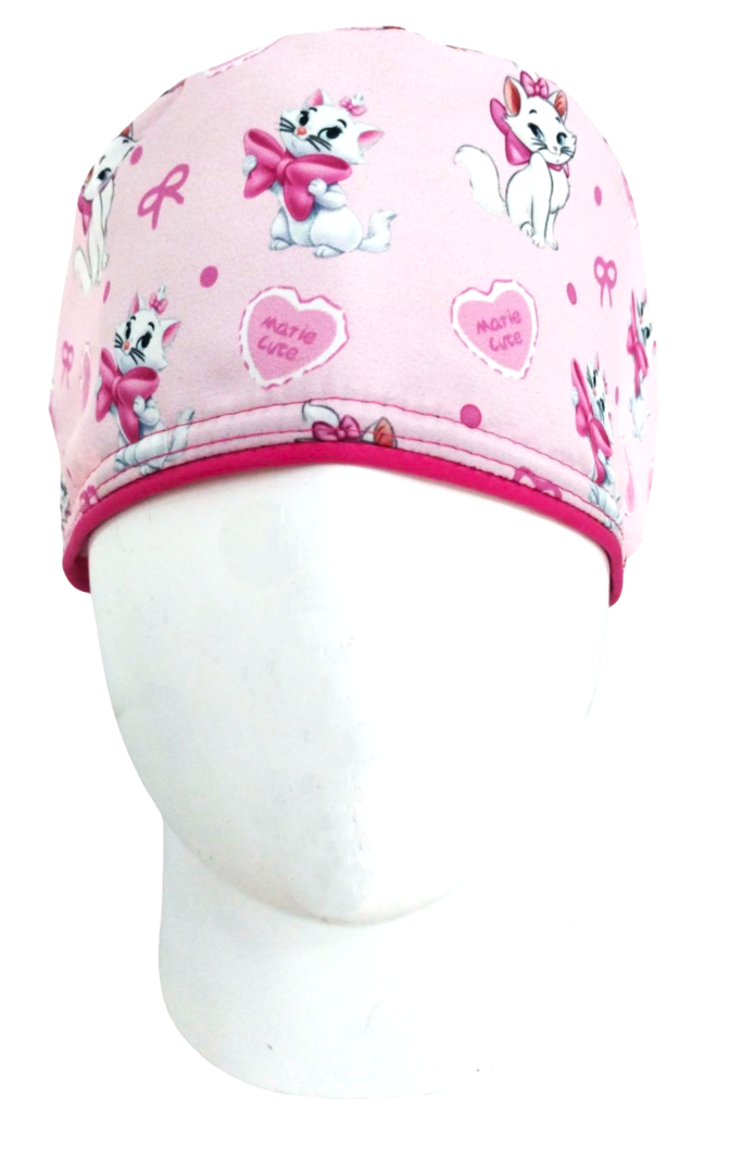 Gorro Quirúrgico Mujer y Portacarnet Marie Gata Moños Rosa - gorro antifluido para mujer Doctools - foto 3