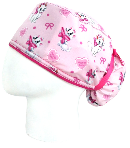 Gorro Quirúrgico Mujer y Portacarnet Marie Gata Moños Rosa - gorro antifluido para mujer Doctools - foto 1