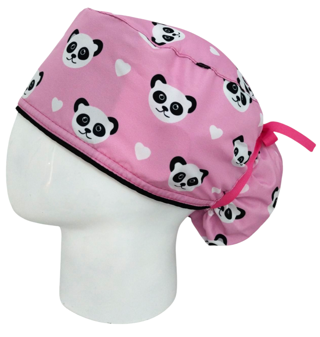 Gorro Quirúrgico Mujer y Portacarnet Panda Rosa - gorro antifluido para mujer Doctools - foto 1