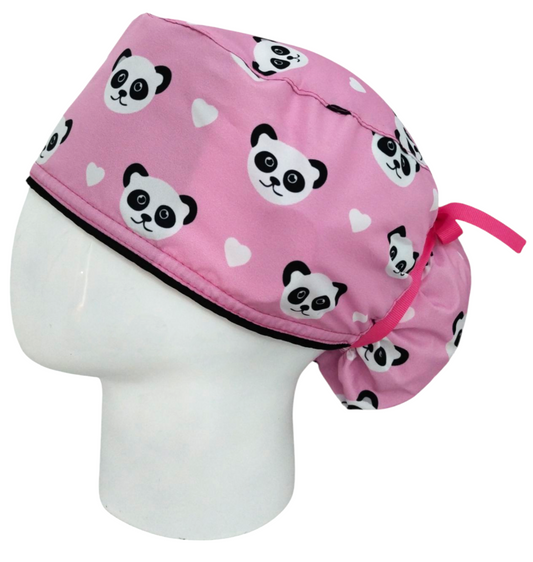 Gorro Quirúrgico Mujer y Portacarnet Panda Rosa - gorro antifluido para mujer Doctools - foto 1