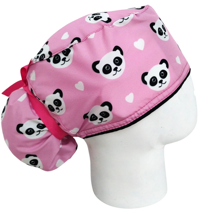 Gorro Quirúrgico Mujer y Portacarnet Panda Rosa - gorro antifluido para mujer Doctools - foto 2