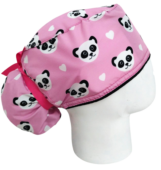 Gorro Quirúrgico Mujer y Portacarnet Panda Rosa - gorro antifluido para mujer Doctools - foto 2