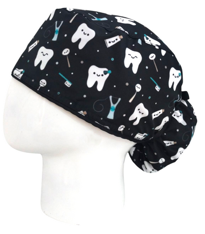 Gorro Quirúrgico Mujer y Portacarnet Muelitas Negro - gorro antifluido para mujer Doctools - foto 1