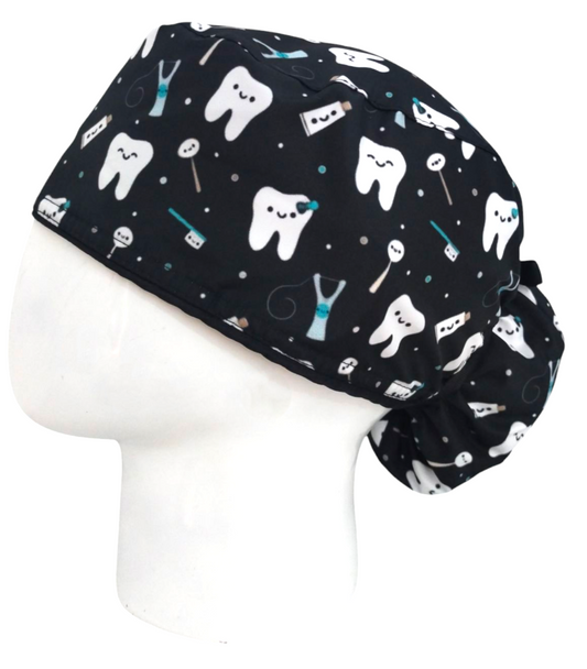 Gorro Quirúrgico Mujer y Portacarnet Muelitas Negro - gorro antifluido para mujer Doctools - foto 1