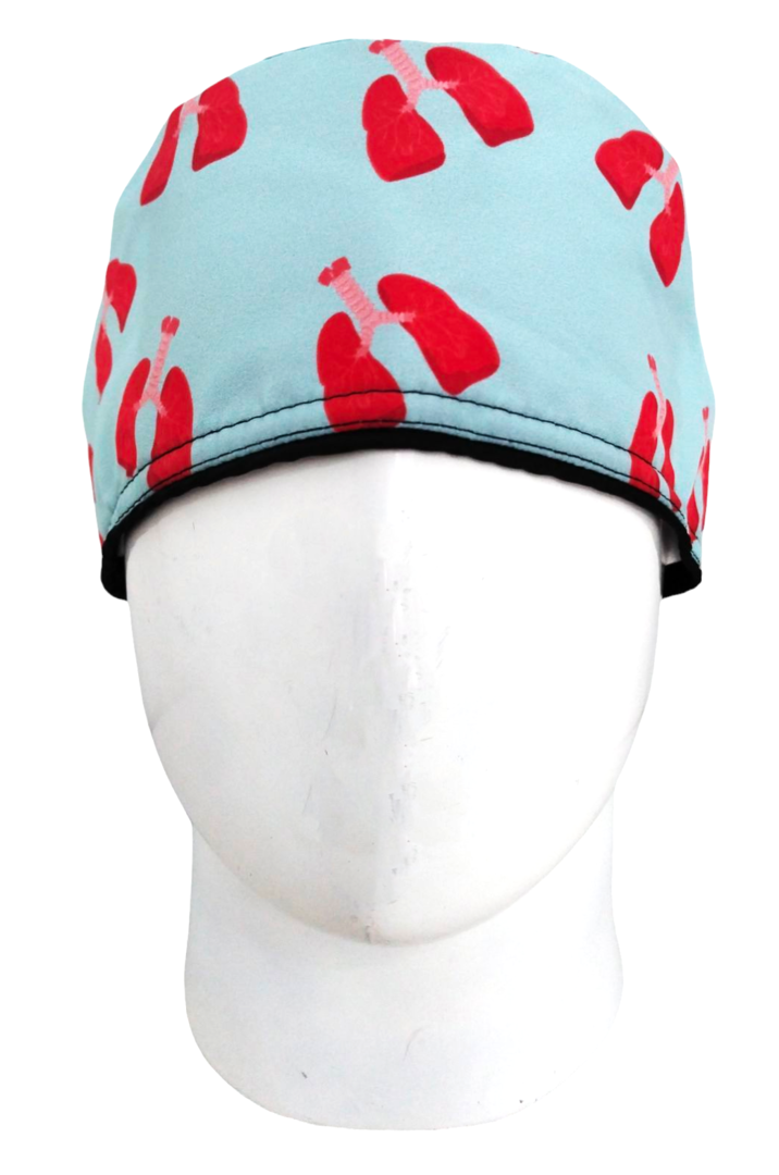 Gorro Quirúrgico Mujer y Portacarnet Pulmones Menta - gorro antifluido para mujer Doctools - foto 3