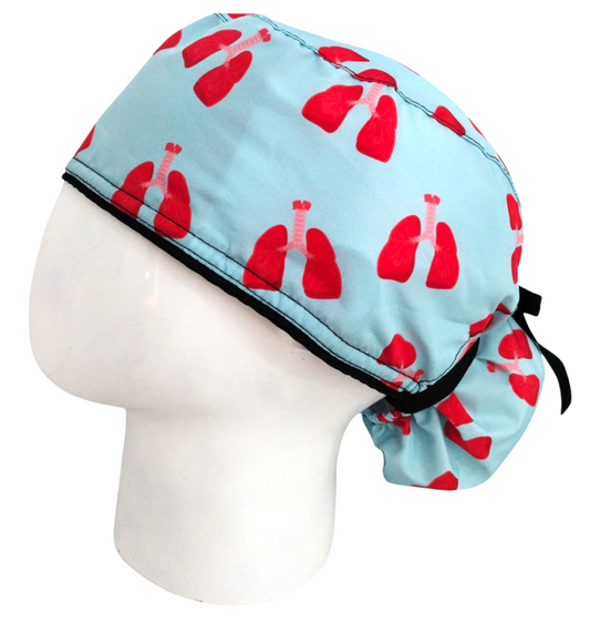 Gorro Quirúrgico Mujer y Portacarnet Pulmones Menta - gorro antifluido para mujer Doctools - foto 1