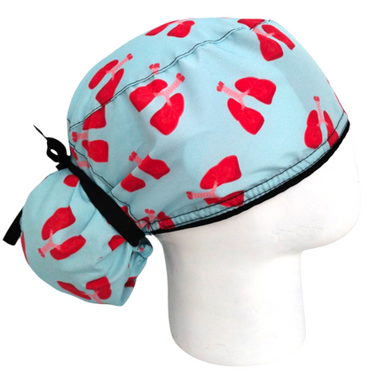 Gorro Quirúrgico Mujer y Portacarnet Pulmones Menta - gorro antifluido para mujer Doctools - foto 2