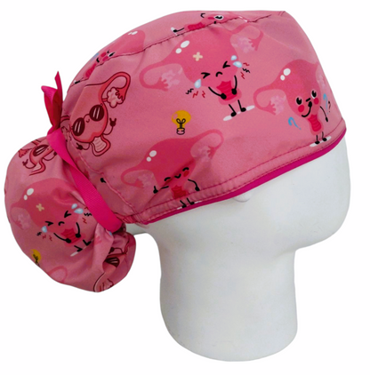 Gorro Quirúrgico Mujer y Portacarnet Úteros Fucsia - gorro antifluido para mujer Doctools - foto 2