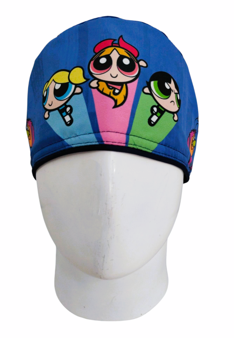 Gorro Quirúrgico Mujer y Portacarnet Chicas Superpoderosas Azul - gorro antifluido para mujer Doctools - foto 3