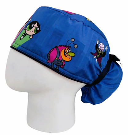 Gorro Quirúrgico Mujer y Portacarnet Chicas Superpoderosas Azul - gorro antifluido para mujer Doctools - foto 1