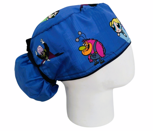Gorro Quirúrgico Mujer y Portacarnet Chicas Superpoderosas Azul - gorro antifluido para mujer Doctools - foto 2