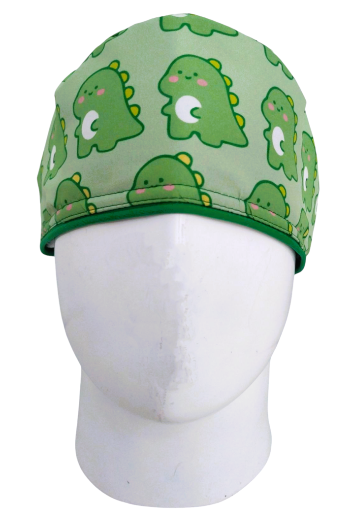Gorro Quirúrgico Mujer y Portacarnet Dinosaurios Verde - gorro antifluido para mujer Doctools - foto 3