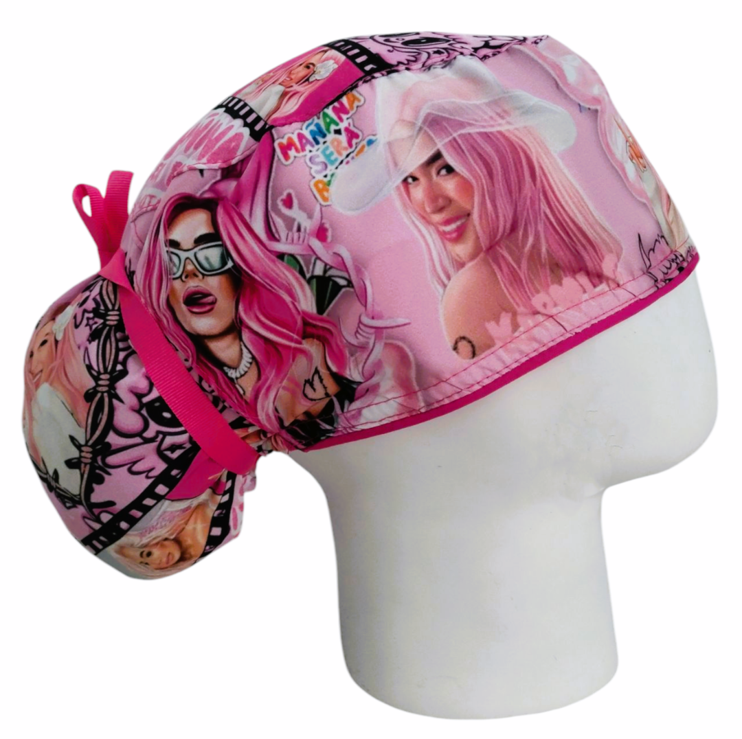 Gorro Quirúrgico Mujer y Portacarnet Bichota Rosa - gorro antifluido para mujer Doctools - foto 2