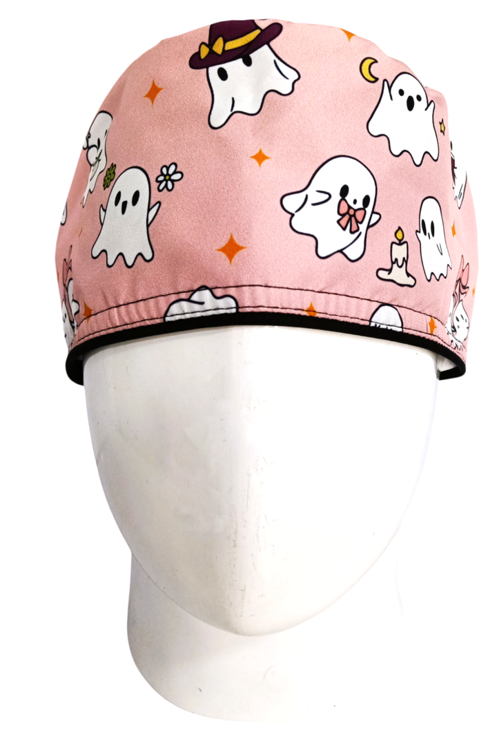 Gorro Quirúrgico Mujer y Portacarnet Fantasmas Rosa - gorro antifluido para mujer Doctools - foto 3
